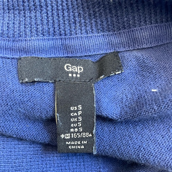 Gap royal blue button up 100% Cotton vneck 3/4 sleeve cardigan womens size Small - Picture 6 of 10